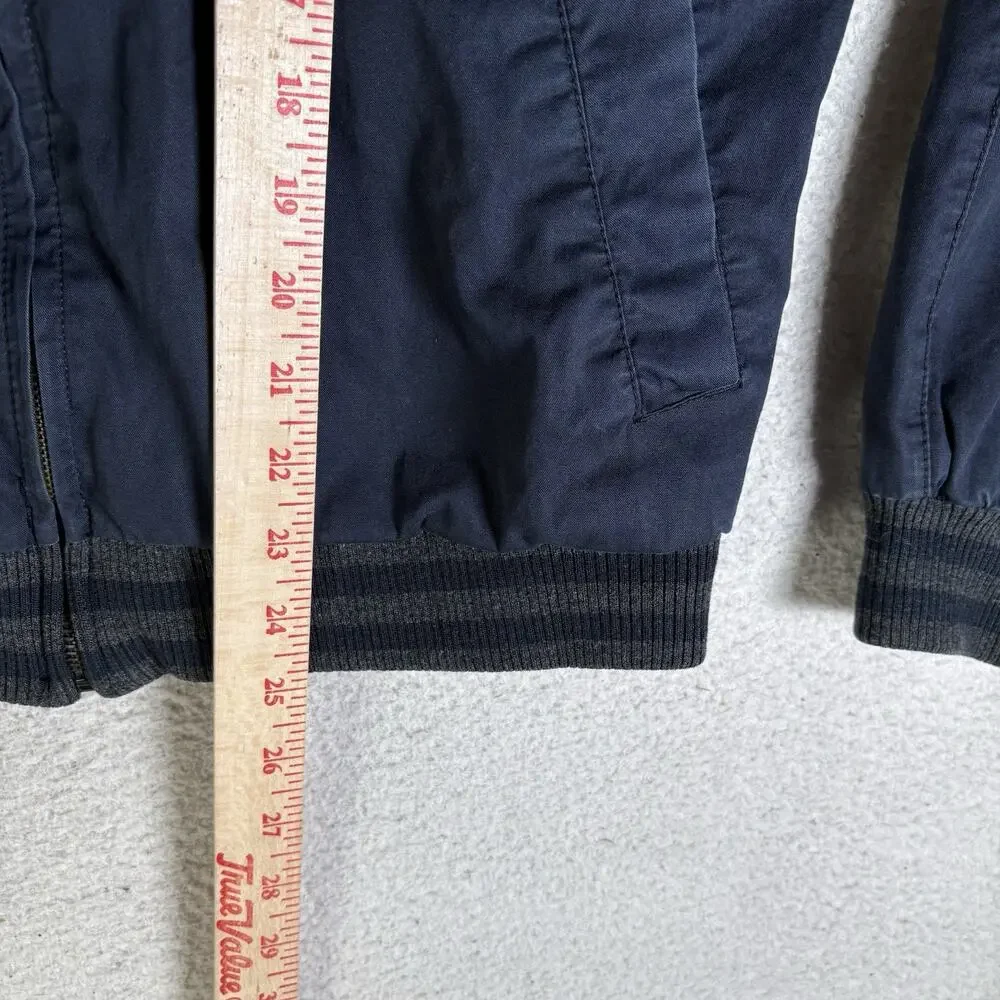 Vintage Old Navy Bomber Jacket Mens Small Blue Varsity Mesh Lined Band Collar